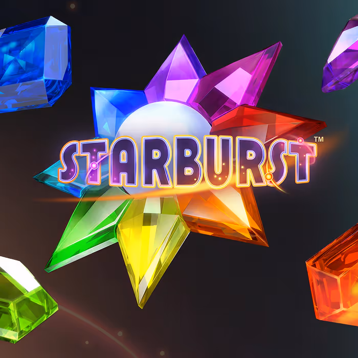 Starburst-kolikkopeli, jossa värikäitä jalokiviä ja laajenevia villejä kosmisella teemalla