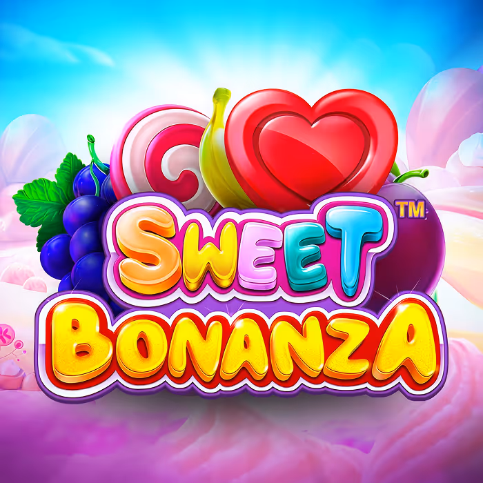 Sweet Bonanza -kolikkopeli, jossa karkkiteemaisia symboleja ja kertoimien putoamisominaisuus